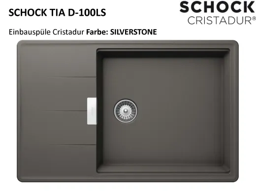 SCHOCK Kchensple Tia D-100LS Cristadur Nano-Granitsple / Einbausple mit Drehexcenter