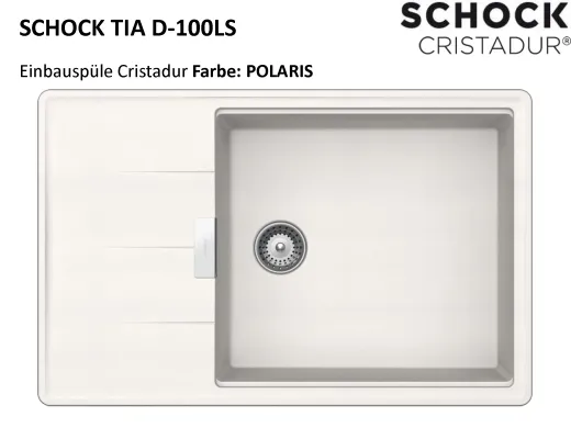SCHOCK Kchensple Tia D-100LS Cristadur Nano-Granitsple / Einbausple mit Drehexcenter