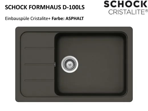 SCHOCK Kchensple Formhaus D-100LS Cristalite Granitsple / Einbausple Basic Line mit Drehexcenter