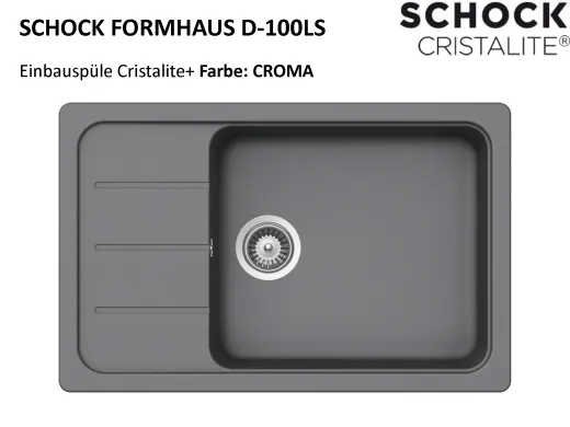 SCHOCK Kchensple Formhaus D-100LS Cristalite Granitsple / Einbausple Basic Line mit Drehexcenter
