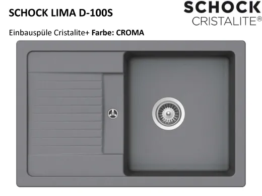 SCHOCK Kchensple Lima D-100S Cristalite Granitsple / Einbausple Basic Line mit Drehexcenter