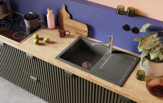 SCHOCK Kchensple Lima D-100S Cristalite Granitsple / Einbausple Basic Line mit Drehexcenter