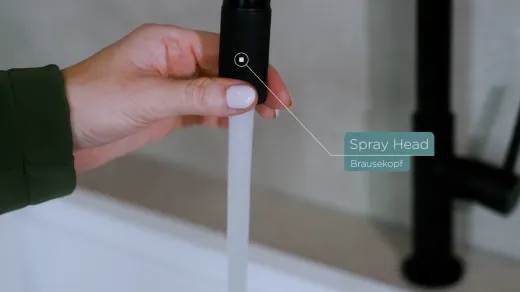 SCHOCK Kchenarmatur Talia Edelstahl massiv Einhebelmischer / Spltischarmatur mit Festauslauf mit verdeckter Auszugsbrause