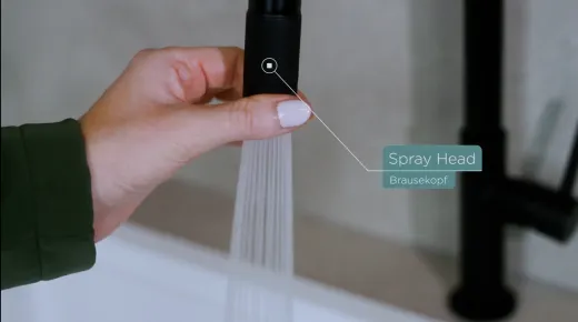 SCHOCK Kchenarmatur Talia Edelstahl massiv Einhebelmischer / Spltischarmatur mit Festauslauf mit verdeckter Auszugsbrause