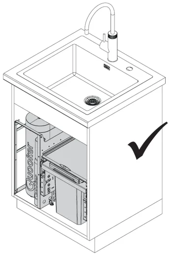 NABER Cox Base Q 360 S/400-1 Einbau-Abfallsammler ohne Trennung zur Stauraumorganisation QUOOKER PRO3 & CUBE