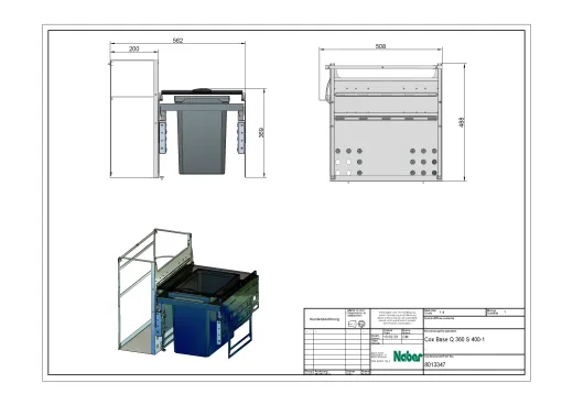 NABER Cox Base Q 360 S/400-1 Einbau-Abfallsammler ohne Trennung zur Stauraumorganisation QUOOKER PRO3 & CUBE