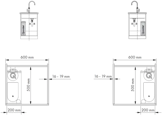 NABER Cox Base Q 360 S/400-2 Einbau-Abfallsammler 2-fach Trennung zur Stauraumorganisation QUOOKER PRO3 & CUBE