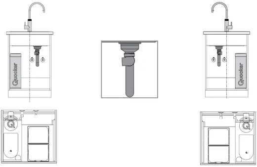 NABER Cox Base Q 360 S/400-2 Einbau-Abfallsammler 2-fach Trennung zur Stauraumorganisation QUOOKER PRO3 & CUBE