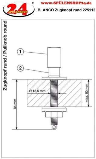 BLANCO Zugknopf Rund-225112 Kunststoff verchromt