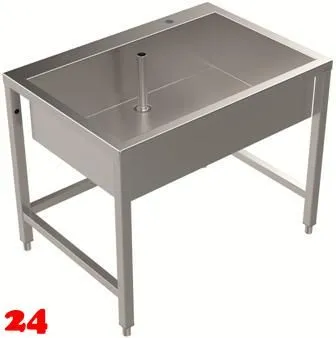 DREILICH Arbeits-/ Mehrzweckbecken 424UH-1000 mit Untergestell und Hahnlochbank Lnge 1000mm (3504180086)