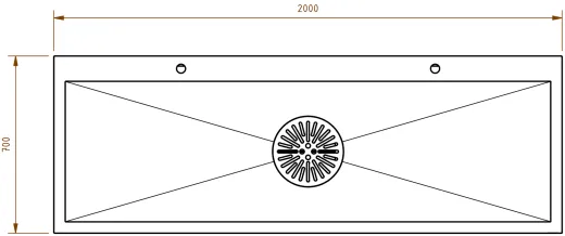 DREILICH Arbeits-/ Mehrzweckbecken 424USH-2000 Schlammfangbecken mit Untergestell und Hahnlochbank Lnge 2000mm (3504180097)