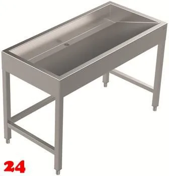 DREILICH Waschrinne 510 UB-1200 mit Schrze bodenstehend mit Unterbau gekantete und geschweite Konstruktion Lnge 1200mm (3502180252)