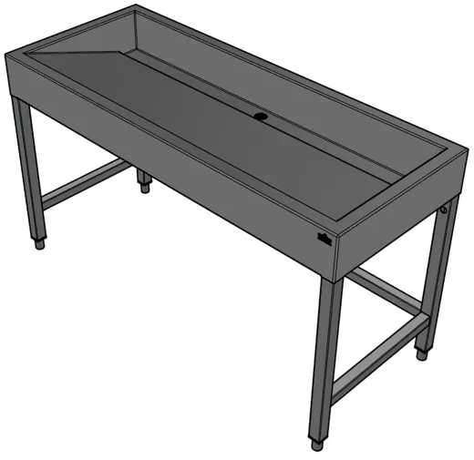 DREILICH Waschrinne 510 UB-1400 mit Schrze bodenstehend mit Unterbau gekantete und geschweite Konstruktion Lnge 1400mm (3502180253)