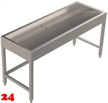 DREILICH Waschrinne 510 UB-1600 mit Schrze bodenstehend mit Unterbau gekantete und geschweite Konstruktion Lnge 1600mm (3502180254)