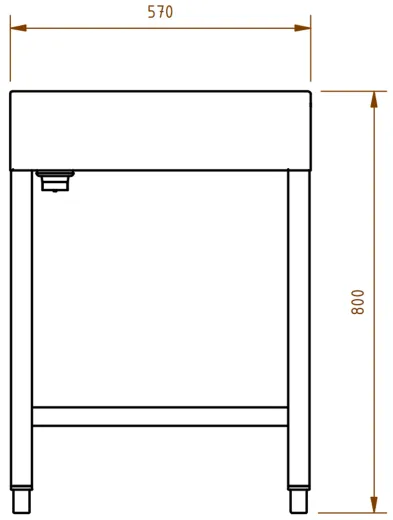 DREILICH Waschrinne 510 UB-1600 mit Schrze bodenstehend mit Unterbau gekantete und geschweite Konstruktion Lnge 1600mm (3502180254)