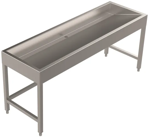 DREILICH Waschrinne 510 UB-1800 mit Schrze bodenstehend mit Unterbau gekantete und geschweite Konstruktion Lnge 1800mm (3502180255)