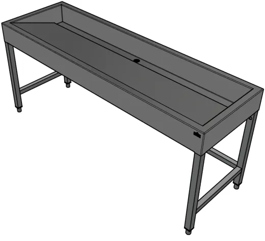 DREILICH Waschrinne 510 UB-1800 mit Schrze bodenstehend mit Unterbau gekantete und geschweite Konstruktion Lnge 1800mm (3502180255)
