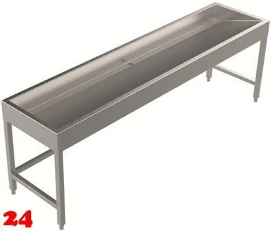 DREILICH Waschrinne 510 UB-2400 mit Schrze bodenstehend mit Unterbau gekantete und geschweite Konstruktion Lnge 2400mm (3502180257)