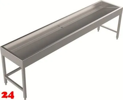 DREILICH Waschrinne 510 UB-2800 mit Schrze bodenstehend mit Unterbau gekantete und geschweite Konstruktion Lnge 2800mm (3502180258)