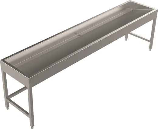 DREILICH Waschrinne 510 UB-2800 mit Schrze bodenstehend mit Unterbau gekantete und geschweite Konstruktion Lnge 2800mm (3502180258)