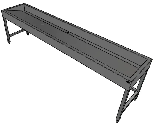 DREILICH Waschrinne 510 UB-2800 mit Schrze bodenstehend mit Unterbau gekantete und geschweite Konstruktion Lnge 2800mm (3502180258)