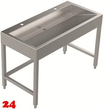 DREILICH Waschrinne 510HB UB-1200 mit Schrze und Hahnlochbank bodenstehend mit Unterbau geschweite Konstruktion Lnge 1200mm (3502180259)