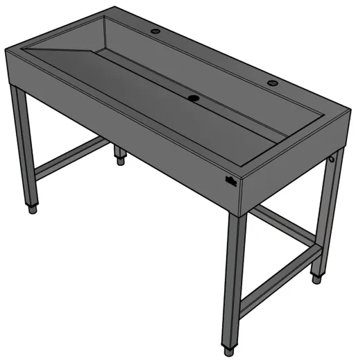 DREILICH Waschrinne 510HB UB-1200 mit Schrze und Hahnlochbank bodenstehend mit Unterbau geschweite Konstruktion Lnge 1200mm (3502180259)