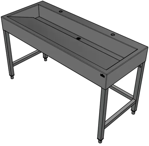 DREILICH Waschrinne 510HB UB-1400 mit Schrze und Hahnlochbank bodenstehend mit Unterbau geschweite Konstruktion Lnge 1400mm (3502180260)