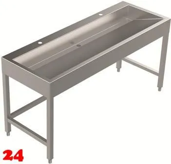 DREILICH Waschrinne 510HB UB-1600 mit Schrze und Hahnlochbank bodenstehend mit Unterbau geschweite Konstruktion Lnge 1600mm (3502180261)