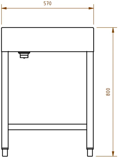 DREILICH Waschrinne 510HB UB-1600 mit Schrze und Hahnlochbank bodenstehend mit Unterbau geschweite Konstruktion Lnge 1600mm (3502180261)