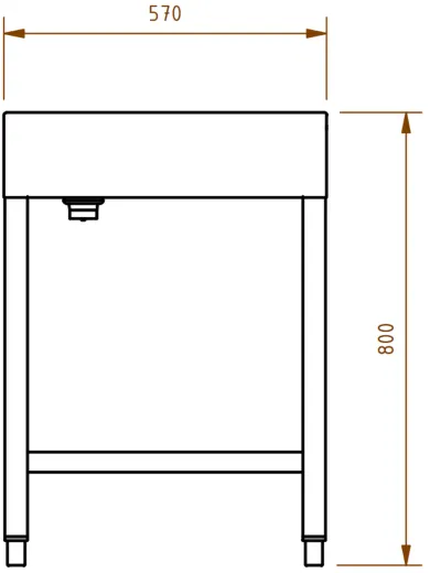 DREILICH Waschrinne 510HB UB-2100 mit Schrze und Hahnlochbank bodenstehend mit Unterbau geschweite Konstruktion Lnge 2100mm (3502180263)