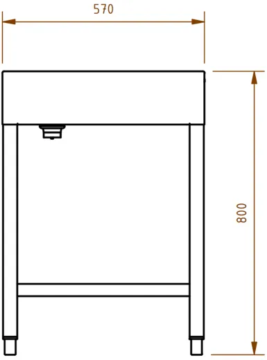 DREILICH Waschrinne 510HB UB-2400 mit Schrze und Hahnlochbank bodenstehend mit Unterbau geschweite Konstruktion Lnge 2400mm (3502180264)