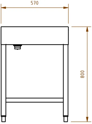 DREILICH Waschrinne 510HB UB-2800 mit Schrze und Hahnlochbank bodenstehend mit Unterbau geschweite Konstruktion Lnge 2800mm (3502180265)