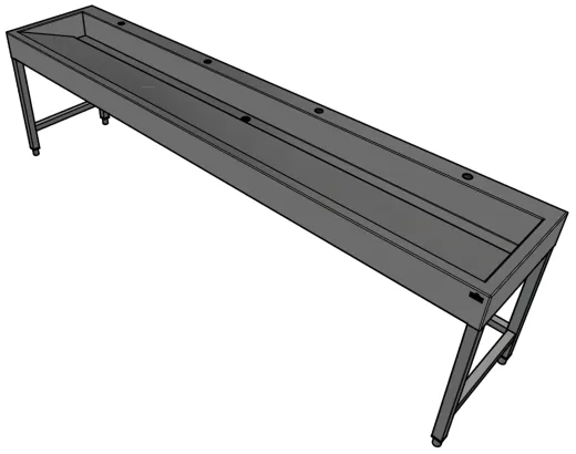 DREILICH Waschrinne 510HB UB-2800 mit Schrze und Hahnlochbank bodenstehend mit Unterbau geschweite Konstruktion Lnge 2800mm (3502180265)