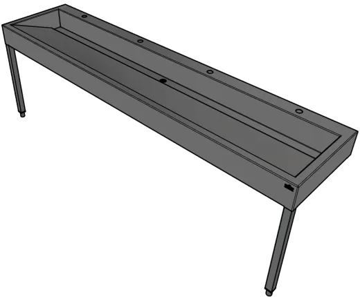 DREILICH Waschrinne 510HB WF-2400 mit Schrze und Hahnlochbank wandhngend mit Winkelfen geschweite Konstruktion Lnge 2400mm (3502180236)