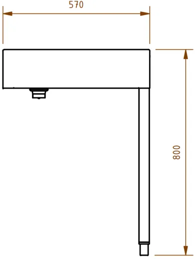 DREILICH Waschrinne 510HB WF-2100 mit Schrze und Hahnlochbank wandhngend mit Winkelfen geschweite Konstruktion Lnge 2100mm (3502180235)