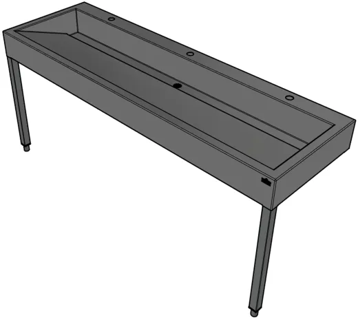 DREILICH Waschrinne 510HB WF-1800 mit Schrze und Hahnlochbank wandhngend mit Winkelfen geschweite Konstruktion Lnge 1800mm (3502180234)