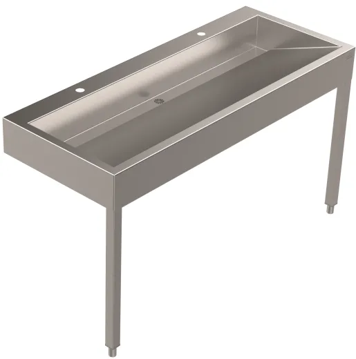 DREILICH Waschrinne 510HB WF-1400 mit Schrze und Hahnlochbank wandhngend mit Winkelfen geschweite Konstruktion Lnge 1400mm (3502180232)