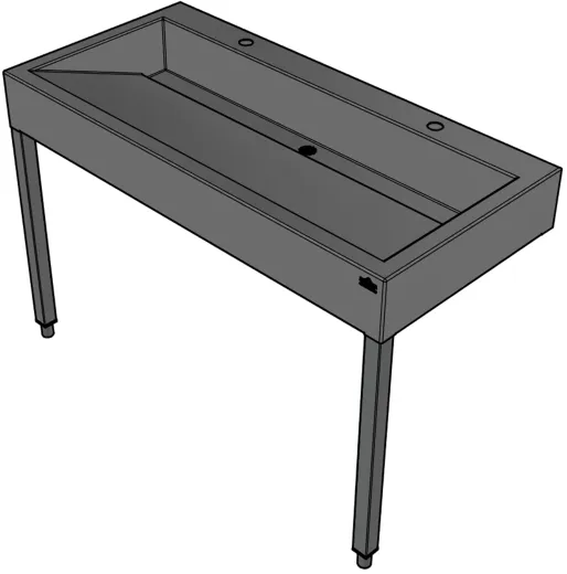 DREILICH Waschrinne 510HB WF-1200 mit Schrze und Hahnlochbank wandhngend mit Winkelfen geschweite Konstruktion Lnge 1200mm (3502180231)