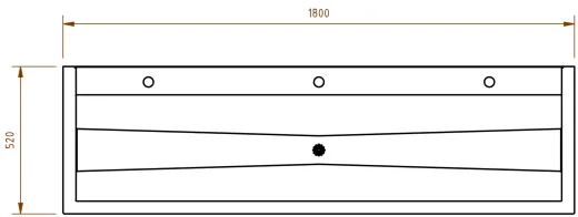 DREILICH Waschrinne 405-1800 ohne Schrze mit Hahnlochbank wandhngend gekantete und geschweite Konstruktion Lnge 1800mm (3502180170)