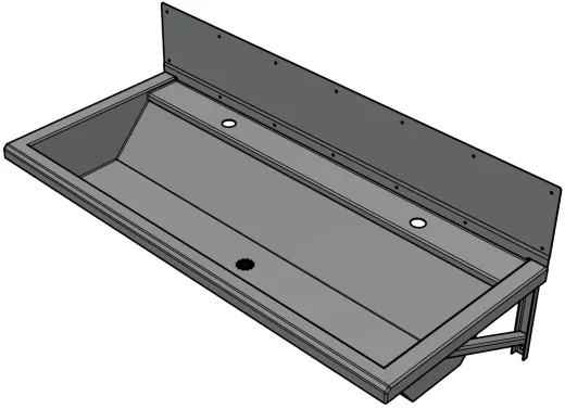 DREILICH Waschrinne 405SW-1200 HLB ohne Schrze mit Spritzwand wandhngend gekantete und geschweite Konstruktion Lnge 1200mm (3502180174)