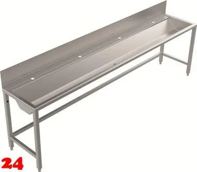 DREILICH Waschrinne 405SW UB-2800 ohne Schrze HLB mit Spritzwand bodenstehend mit Unterbau geschweite Konstruktion Lnge 2800mm (3502180251)