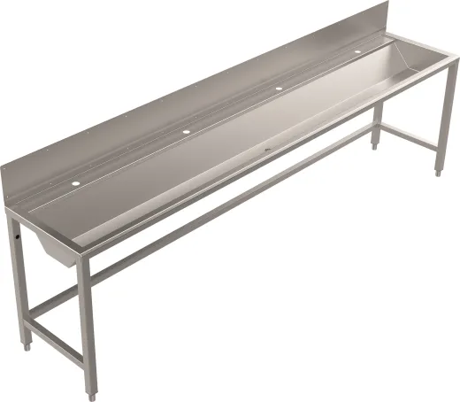 DREILICH Waschrinne 405SW UB-2800 ohne Schrze HLB mit Spritzwand bodenstehend mit Unterbau geschweite Konstruktion Lnge 2800mm (3502180251)