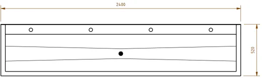 DREILICH Waschrinne 405SW UB-2400 ohne Schrze HLB mit Spritzwand bodenstehend mit Unterbau geschweite Konstruktion Lnge 2400mm (3502180250)