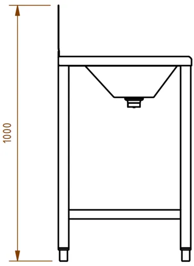 DREILICH Waschrinne 405SW UB-2400 ohne Schrze HLB mit Spritzwand bodenstehend mit Unterbau geschweite Konstruktion Lnge 2400mm (3502180250)