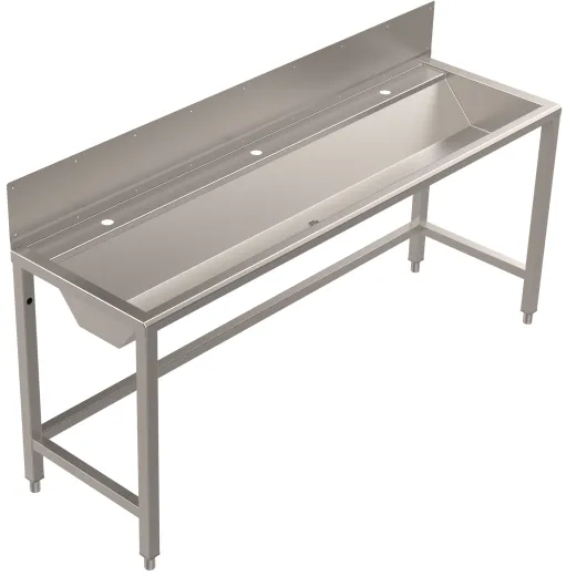 DREILICH Waschrinne 405SW UB-1800 ohne Schrze HLB mit Spritzwand bodenstehend mit Unterbau geschweite Konstruktion Lnge 1800mm (3502180248)