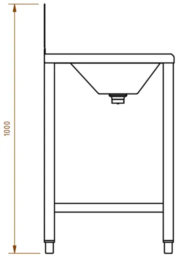 DREILICH Waschrinne 405SW UB-1600 ohne Schrze HLB mit Spritzwand bodenstehend mit Unterbau geschweite Konstruktion Lnge 1600mm (3502180247)