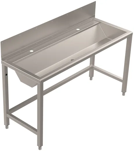 DREILICH Waschrinne 405SW UB-1400 ohne Schrze HLB mit Spritzwand bodenstehend mit Unterbau geschweite Konstruktion Lnge 1400mm (3502180246)