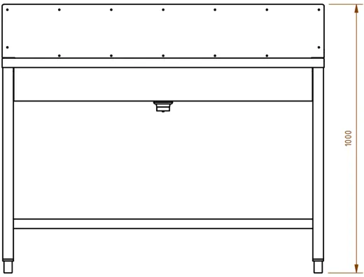 DREILICH Waschrinne 405SW UB-1200 ohne Schrze HLB mit Spritzwand bodenstehend mit Unterbau geschweite Konstruktion Lnge 1200mm (3502180245)