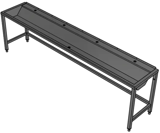 DREILICH Waschrinne 405 UB-2800 ohne Schrze Hahnlochbank bodenstehend mit Unterbau geschweite Konstruktion Lnge 2800mm (3502180244)